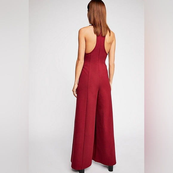 Free People Pants - Free People One Piece Burgundy Red Wide Leg Jumper Size Small